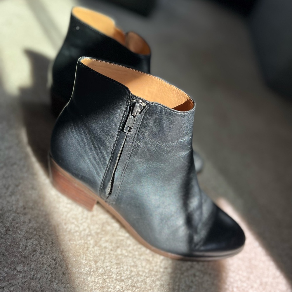 J. Crew Black Leather Ankle Boots